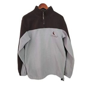 Vtg Wyoming Cowboys NCAA Men's Medium Thermal Fleece 1/4 Zip Pullover Jacket